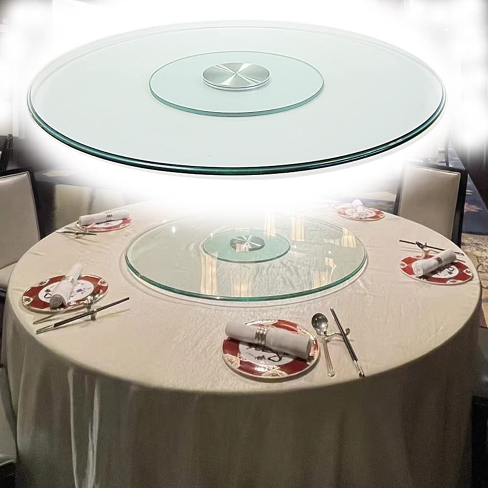 Lazy Susan 80/90/100CM Plateau De Service en Verre Trempé Plateau Tournant Ronde Transparent Plateau Rotatif 360° Épaisseur 10mm pour Cuisine (Size : 100cm/40in)