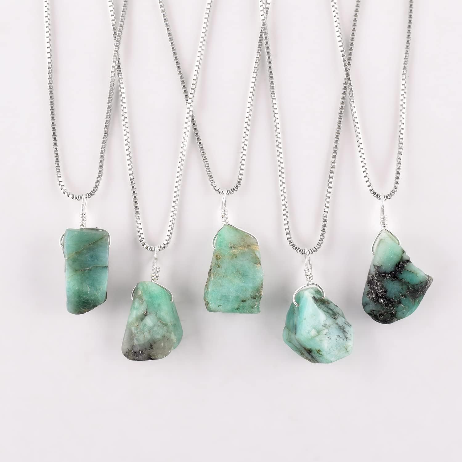 YANARA Raw Green Emerald Pendant, May Birthstone, Natural Gemstone Rough, Dainty Crystal Women Handmade Necklace, Chakra Healing Crystals, Silver Plated Chain 18 inch - Image 4