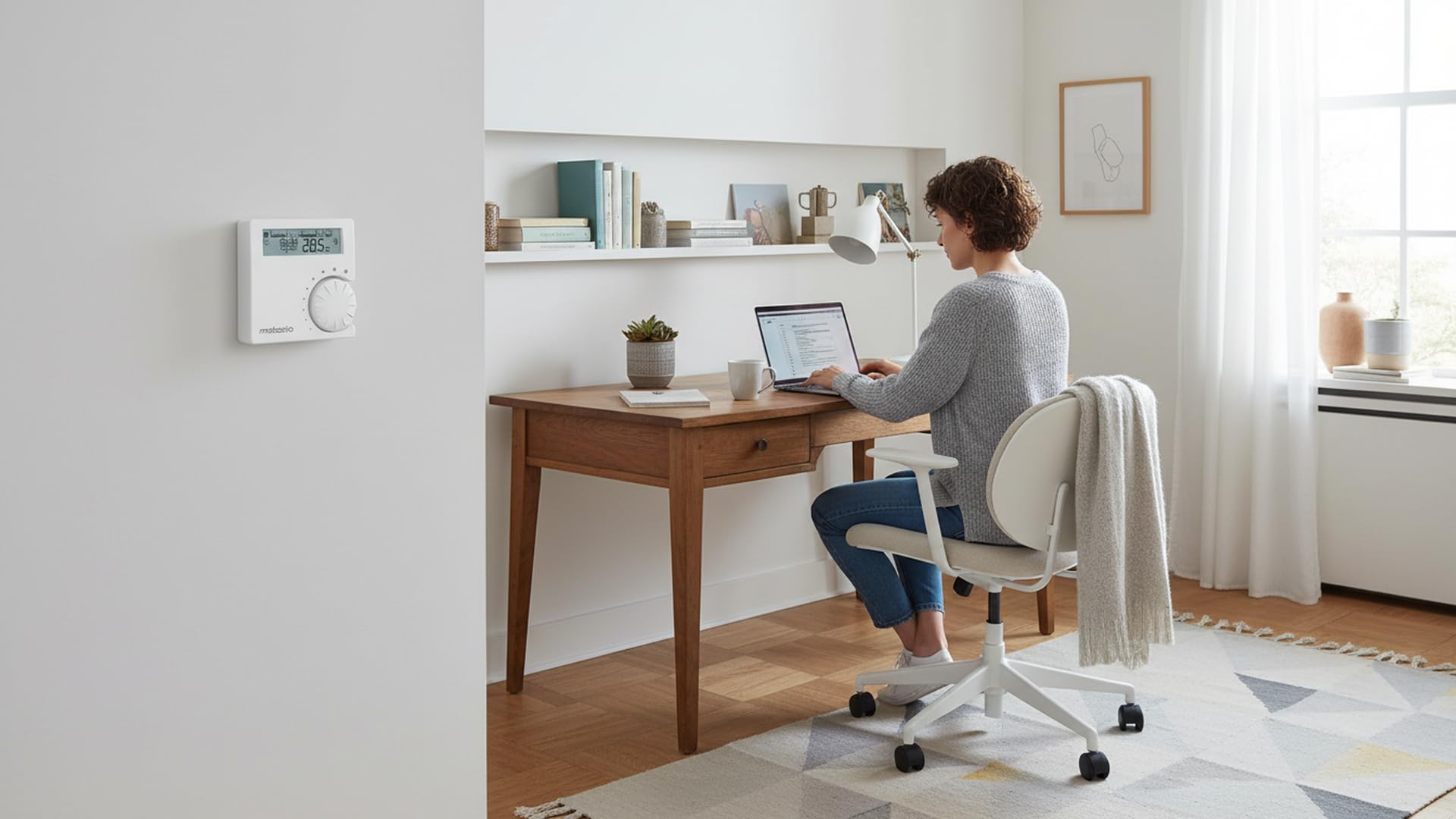 TH611RT Funk-Raumthermostat-Set für Heizkessel – Programmierbar, mit Empfänger, digitales Kesselthermostat (OpenTherm oder potenzialfreier Kontakt), batteriebetrieben, Wandmontage, Weiß