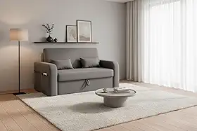 Sofá Cama Com Baú 2 Lugares 140cm Lady Day Retrátil Com Almofadas Veludo Premium Aconchegante (Cinza)