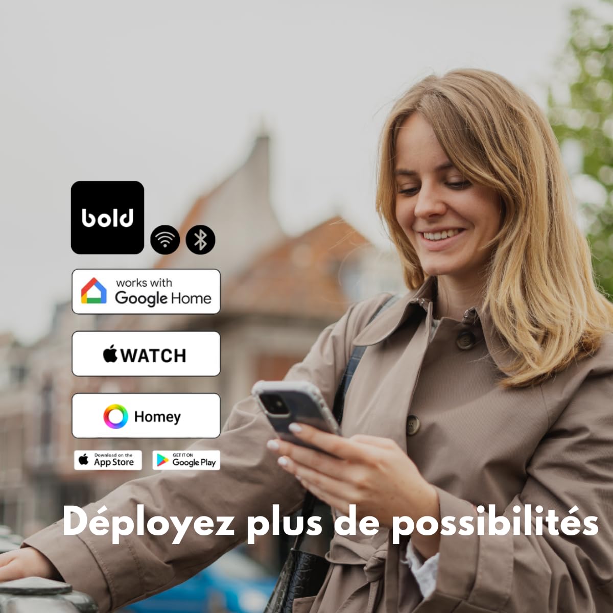 Bold Elite SX33 Smart Lock - Serrure connectée – Bluetooth & Wi-Fi – Installation facile – Contrôle via application - Compatible avec Matter, Homey et Google – Argenté