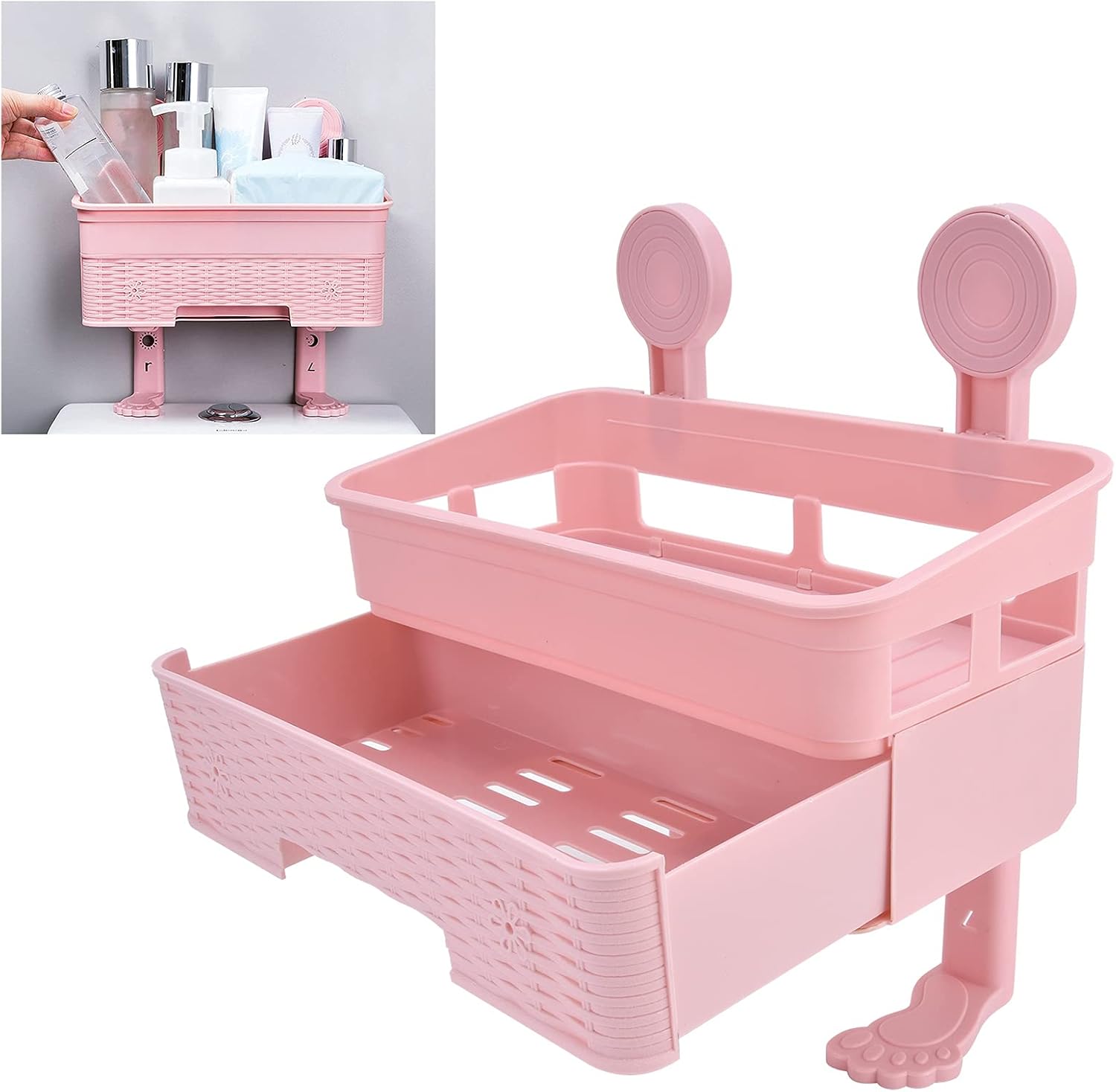 Double‑Layer Bathroom Shelf,Shower Caddy Basket Shelf Set