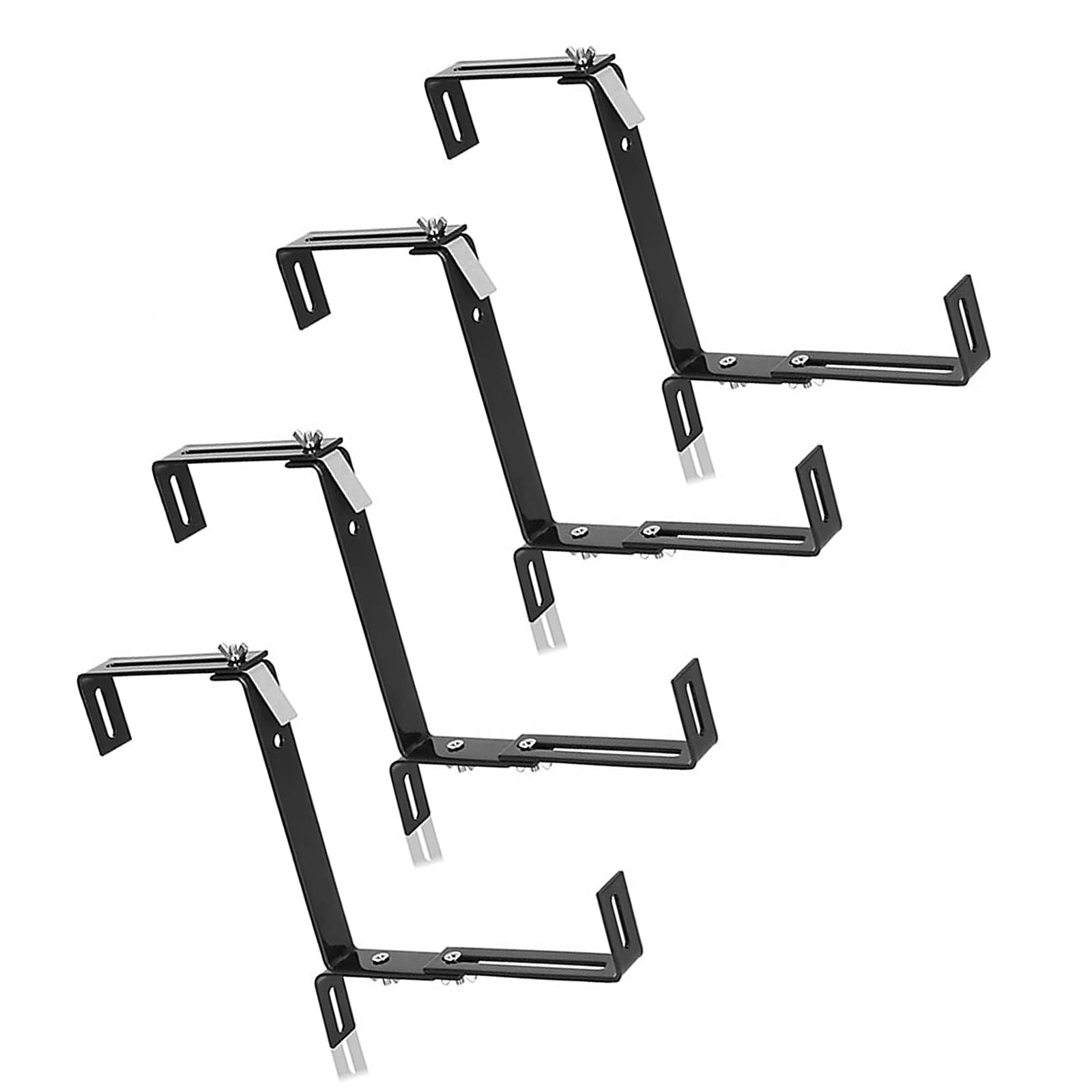 Balkon Blumenkastenhalterungen Verstellbar Klemmgeländer 4er Set, Metallhalter mit 3-14cm Passführung und 5,5-8,6