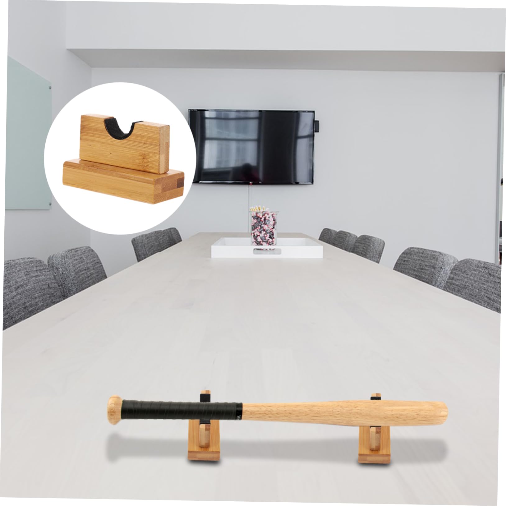 WHAMVOX Horizontal Baseball Bat Stand Wood Bracket Bat Display Case for Baseball Fans