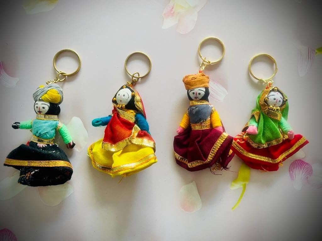 Titlam Handmade Katputli (Puppet) Couple Multi Colour Key Chain/Keyring