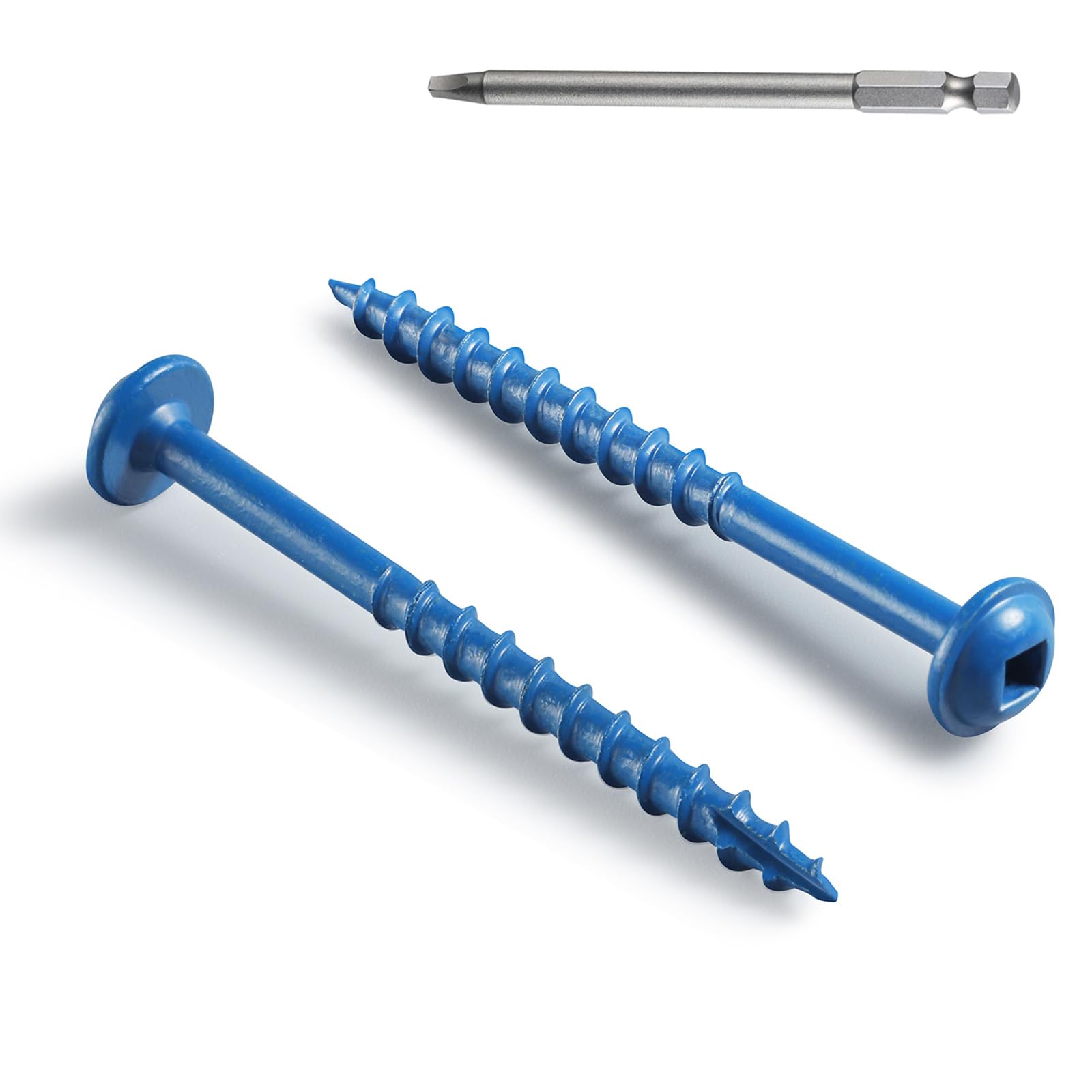 Pocket Hole Screws 2 Inch, 75Pcs, Anti-Rust Blue Coated Pocket Screws #8 x 2, Exterior Wood Screws, Coarse Thread, Washer Head Square Drive, Self-Tapping Tip, with Drive Bit