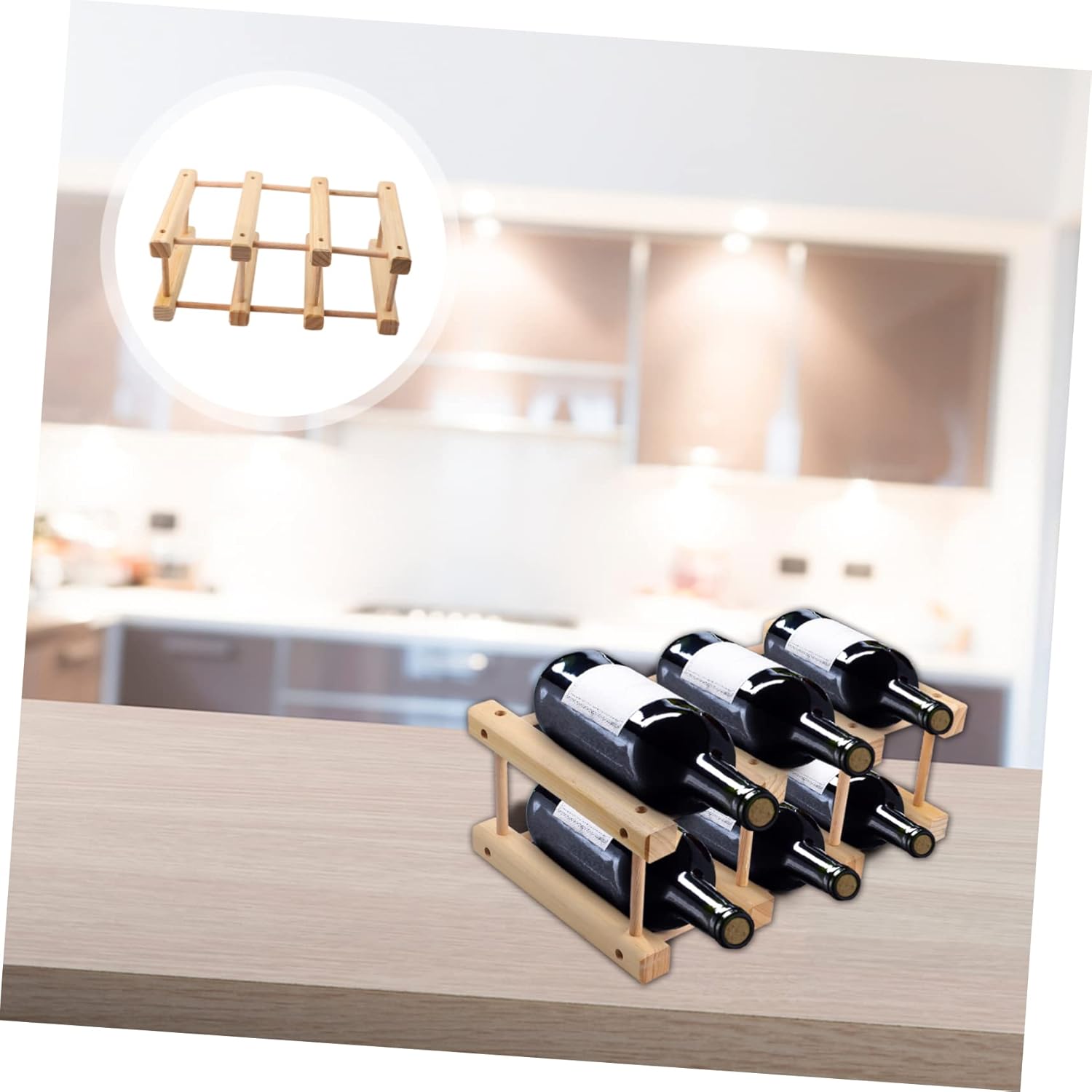 DIY Wooden Wine Rack Bottle Capacity Desktop Wine Holder Red Display Rack for Home