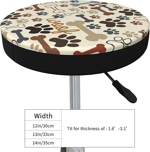 Miniatura 4 de Dog Paw Prints Bones - Funda redonda para taburete de bar, cojín de asiento con parte inferior elástica, lavable y antideslizante, para silla