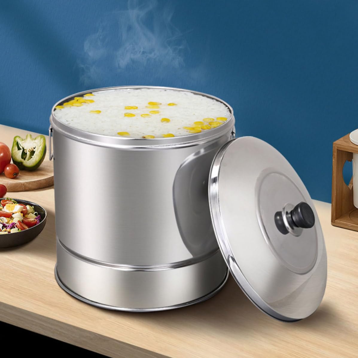 Vaporera de Acero Inoxidable para Cocinar Arroz Superficie Lisa sin Rebabas y Diseño Multifuncional Adecuado para Cocinar al Vapor en Casa