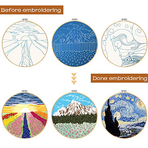 image for Santune 3 Sets Embroidery Starter Kit with Instructions,Cross Stitch S