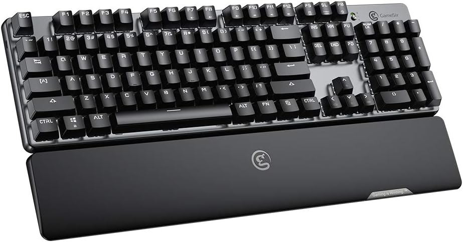 GameSir GK300 Wireless Mechanical Gaming Keyboard 2.4 GHz Dongle + Blutooth Connectivity, Backlit RGB LED, 104 TTC Blue Switches Full Keyboard for PC/iOS/iPad/Android Phone/Laptop and Mac