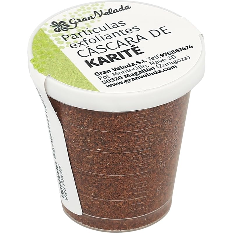 Partículas Exfoliantes Cáscara de Karité 500 Micras | Ingredientes Cosméticos para Scrub, Exfoliantes y Envolturas Corporales | Aporta Suavidad e Hidratación | 500 cc