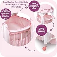 Vista 2 de Cuna para muñecas redonda con toldo y lecho Badger Basket Royal Pavilion (se ajusta a muñecas americanas)