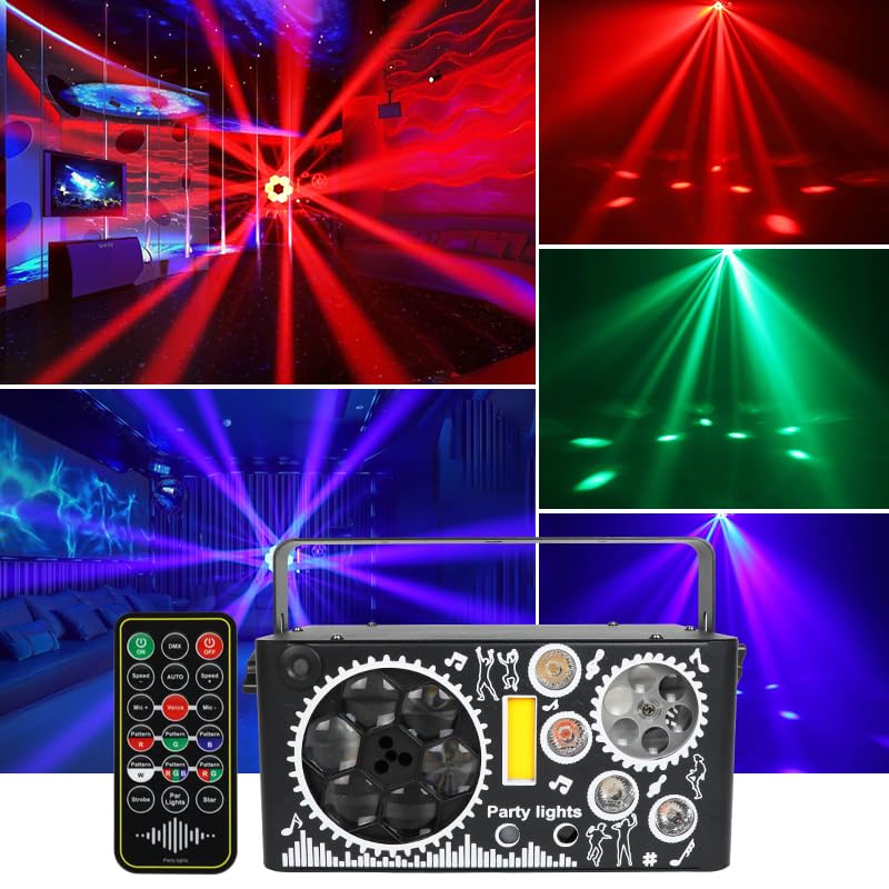 Luces de Discoteca 7 en 1 - Luces de DJ Con Sonido Activado y Controlador DMX Para Fiestas, Bares, Espectáculos