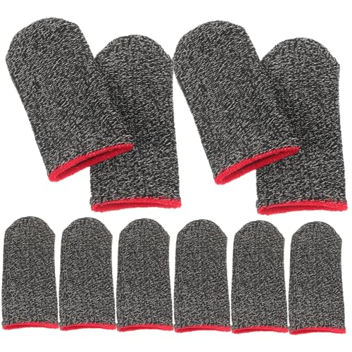 PartyKindom 10 Piezas de juego de dedos tocar pantalla protección sudor Cubrir guantes de compresion mangas para dedos de jugador juegos de manga de fibra de plata Negro