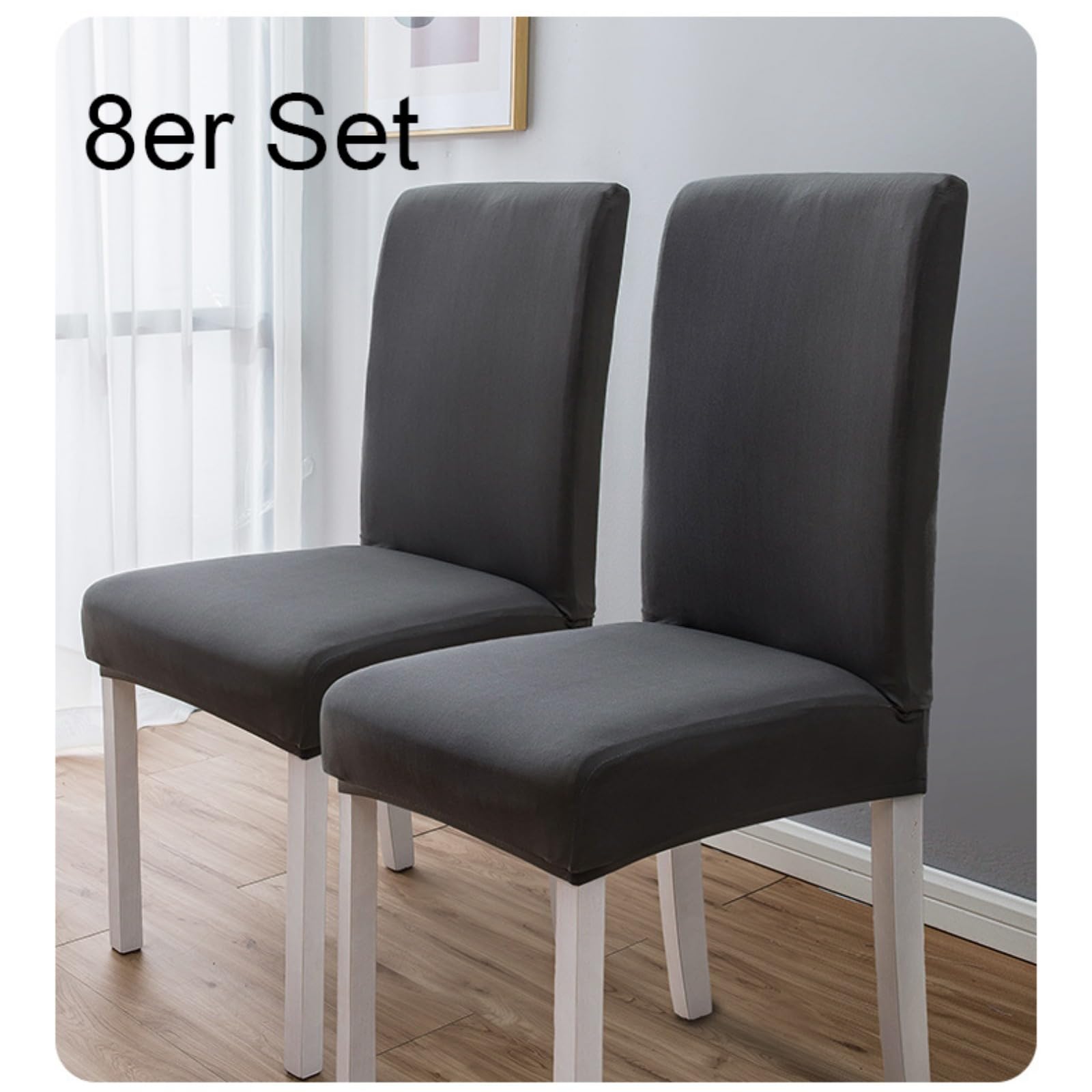 8er Set Stuhlhussen, Stretch Stuhlhusse für Esszimmerstühle, Einfarbiger Waschbarer Abnehmbarer Stuhlbezug für Esszimmer, Hotel, Hochzeit, Partys Deko (Beige)