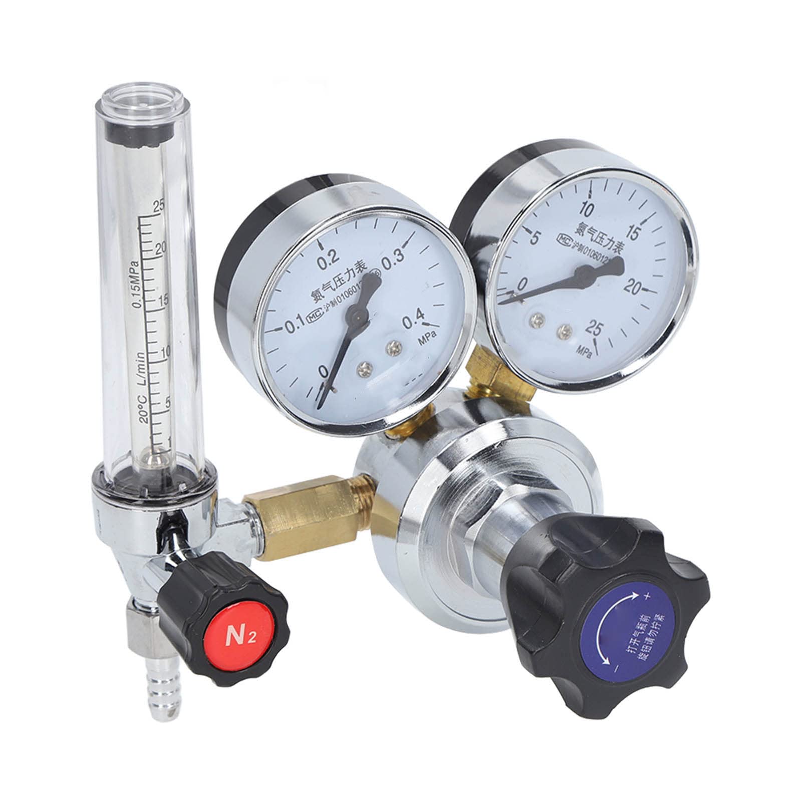 Oumefar Válvula Reguladora de Gas Nitrógeno, Válvula de Latón, Control de Alta Precisión para Laboratorio, Fabricación Industrial, 1 Reguladora de Gas Nitrógeno