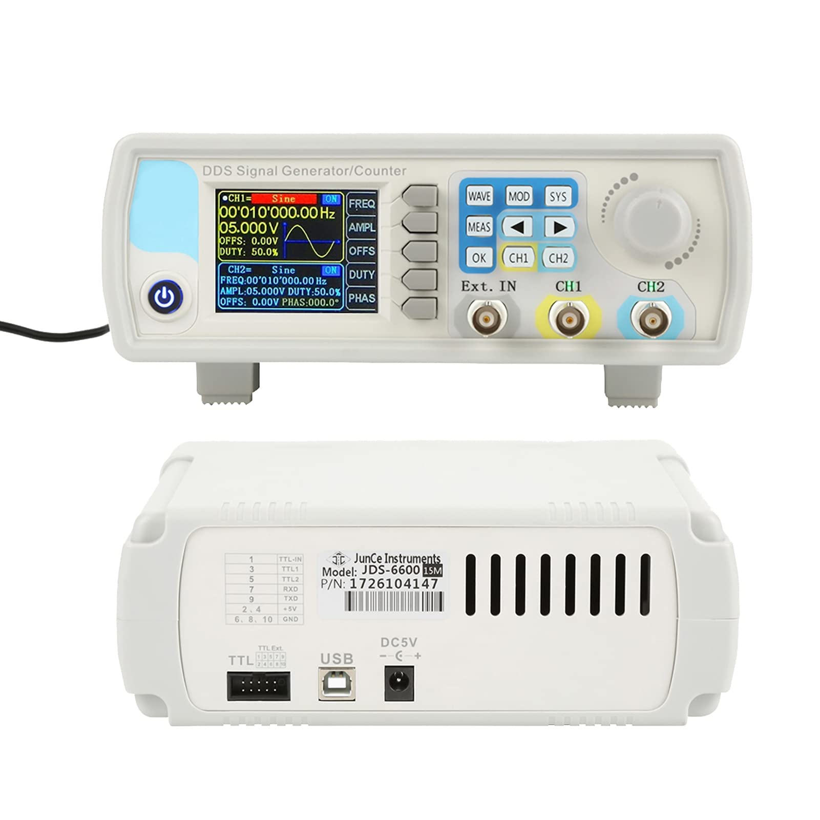 Generador de Fuente de Señal DDS Digital AC100‑240V Generador de Forma de Onda JDS6600 Contador de Generador de Señal (Estándar europeo 15HZ)