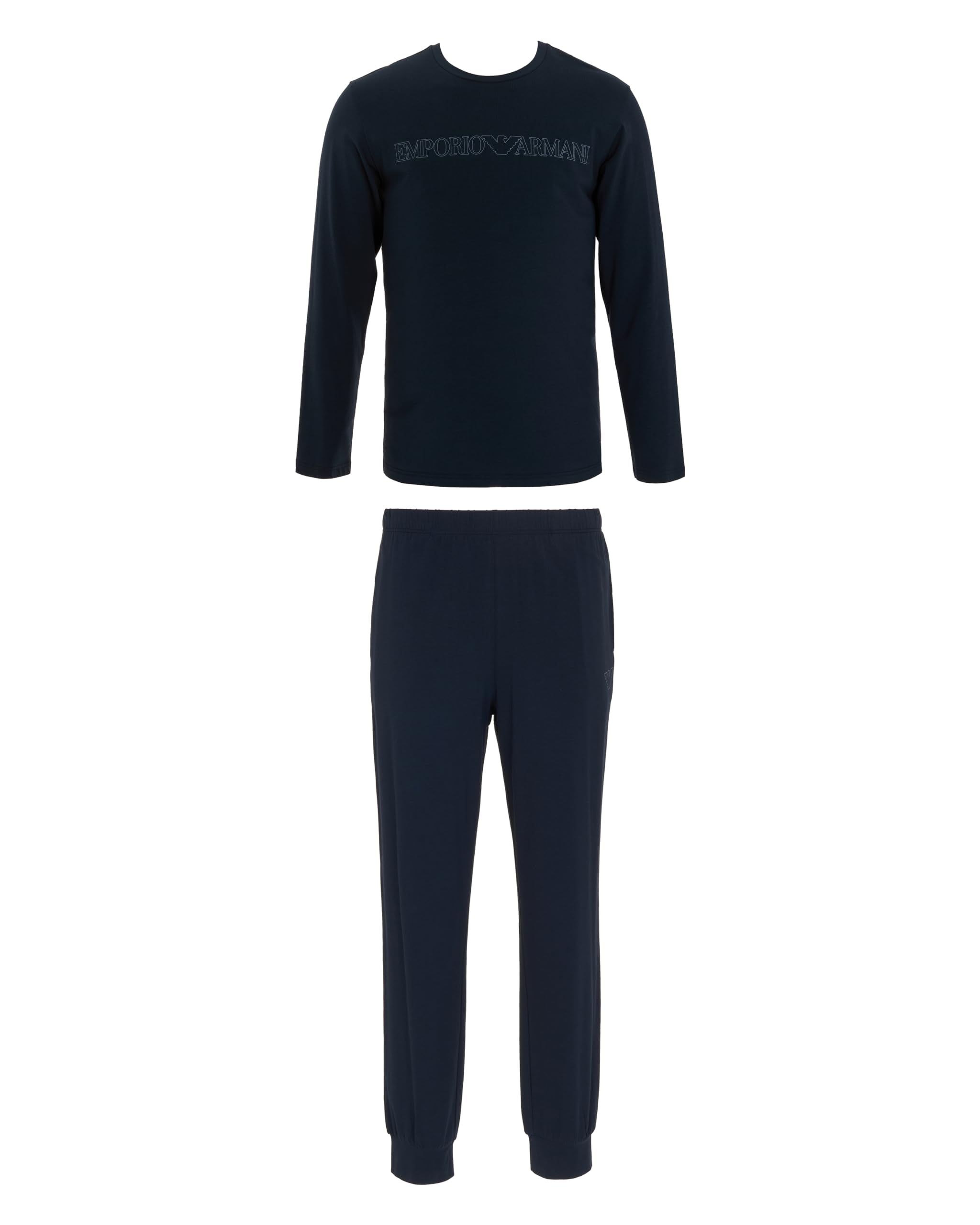 Emporio Armani Megalogo Herren-Pyjama mit Bündchen, Blau, Größe M, blau, M