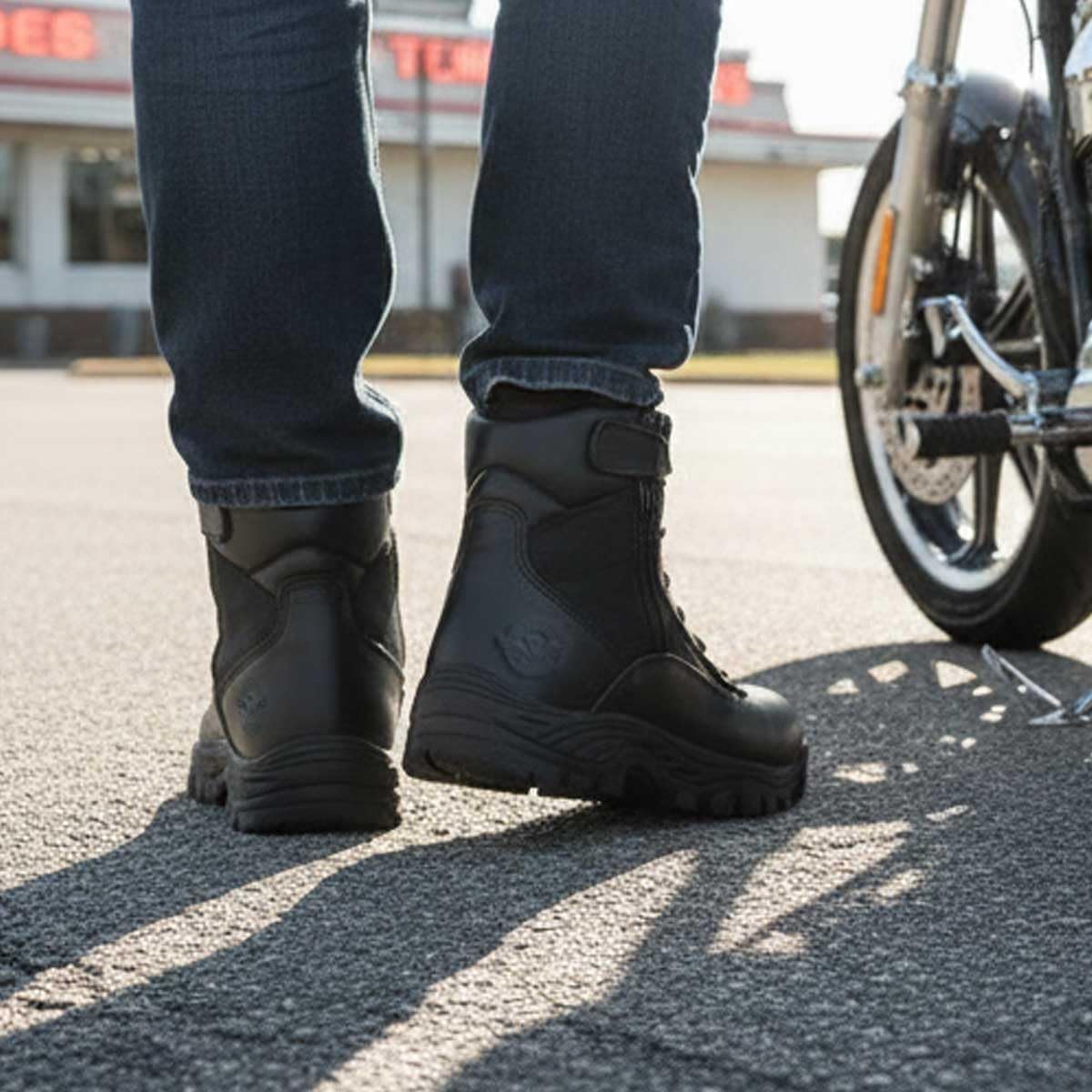 Milwaukee Leather Men's 6-inch Black Leather Swat Style-Tactical Lace-Up Biker Boots w/Side Zippers MBM9011-7.5