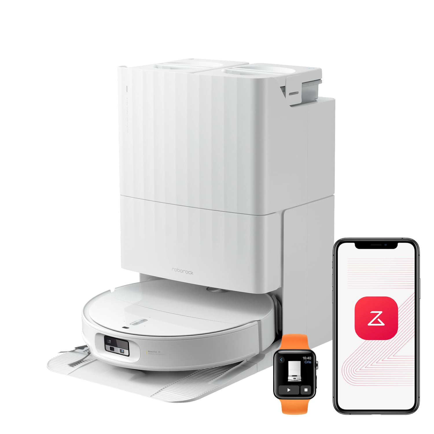 roborock Qrevo Edge 2 Robot Aspirapolvere Lavapavimenti 25.000Pa, Bianco | LDS Retrattile, 7,98 cm, FlexiArm, Antigroviglio, Autopulizia Panno 80°C, Evita Oltre 280 Oggetti, Videochiamata