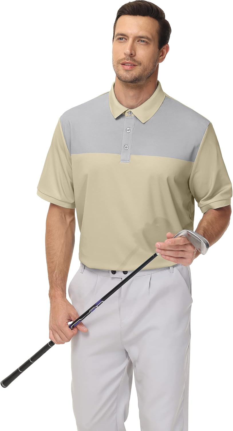 MOHEEN Men's Short Sleeve Polo Shirt Moisture Wicking Performance Dry Fit Golf Polo with Pocket