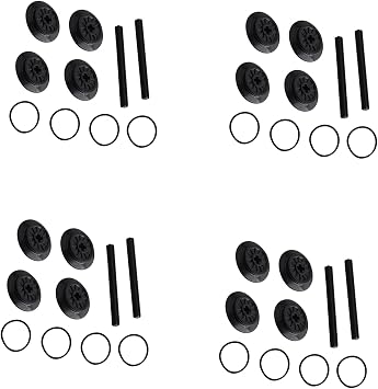 Train Wheel & Axle Set, 4 Pack Chassis Upgrade Kit with Replacement Parts, Black Technical Building Block Components, Compatible with 10254 City Train Models