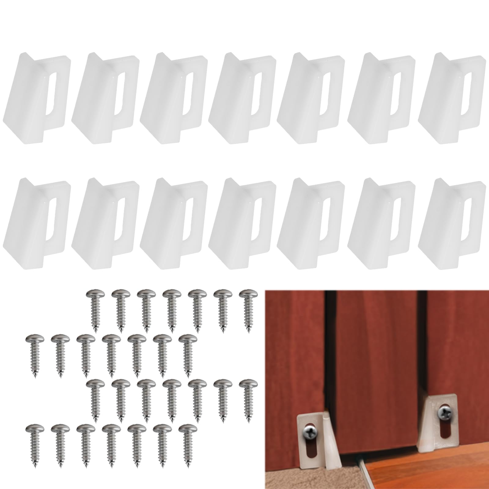 14 Pack Pocket Door Guide,1.125" Jamb Mounted Sliding Door Guide Replacement Parts, Pocket Door Bottom Guides with Screws for Closet, Pocket, and