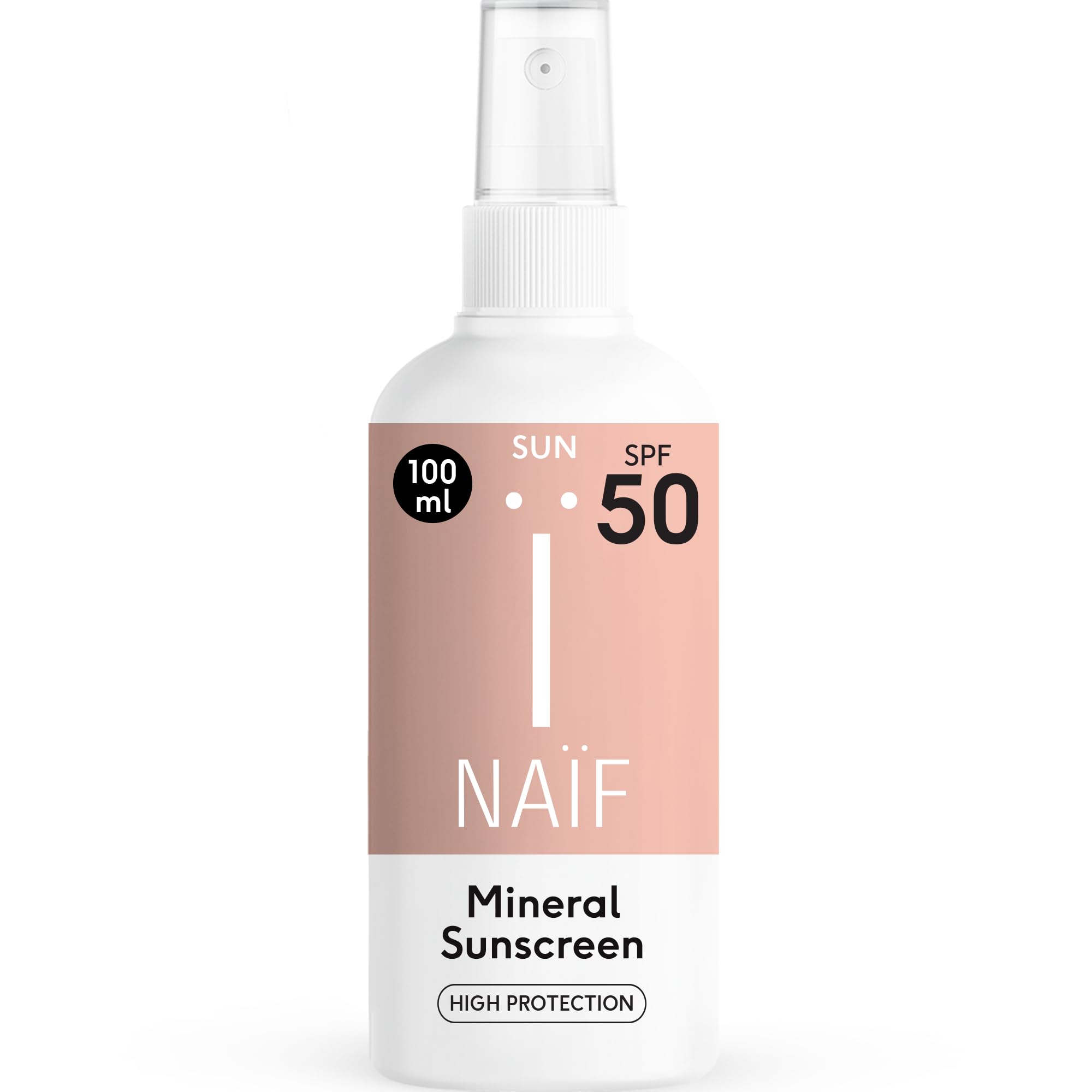 Naïf Spray Solar Mineral SPF 50 - Protección Solar Natural para Toda la Familia - Resistente al Agua - Reef-Safe - Sin Microplásticos ni Octocrileno - 100ml