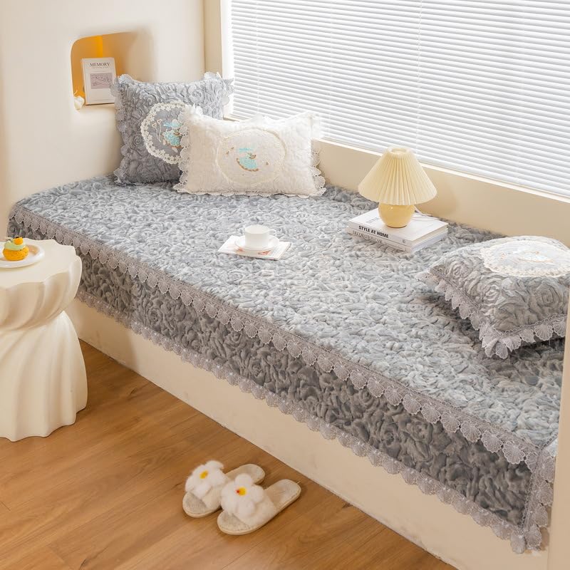 Tapis de chambre en peluche gris doux pour ambiance cocooning F65