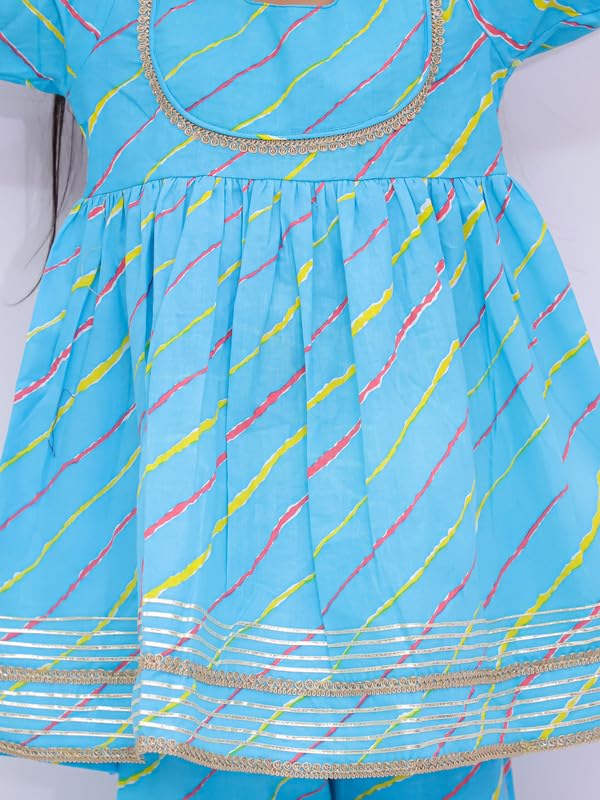 Image of LITTLE GINNIE Anarkali Sharara Set for Baby Girls, Cotton, Traditional Ethnic Wear for Kids Girls