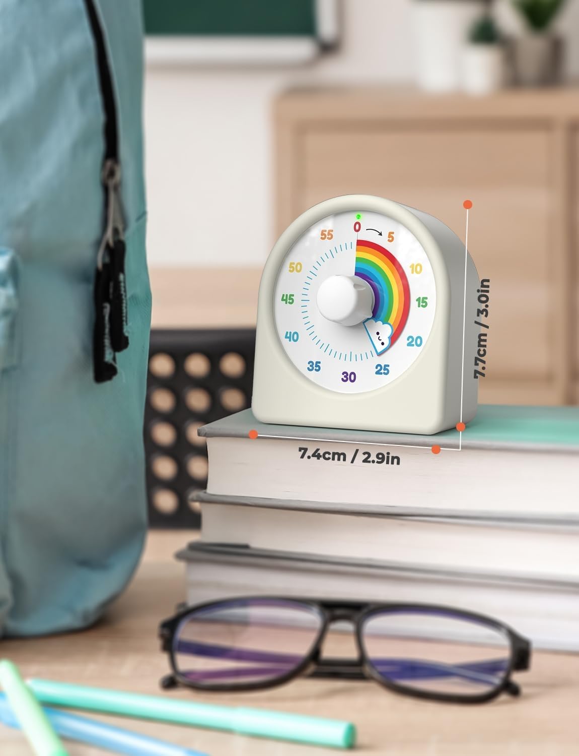 LIORQUE Visueller Timer 60 Minuten Countdown Timer für Kinder und Erwachsene Leiser Kurzzeitmesser mit Silikongehäuse Pausenfunktion wiederaufladbarem Akku für Küche Schule Büro