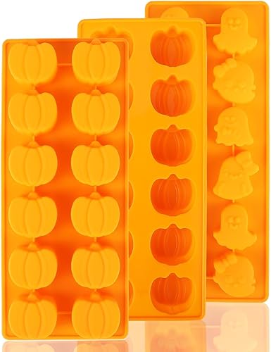 Ducodocu Moldes de caramelo de chocolate para Navidad, Acción de Gracias, molde de silicona para calabaza, moldes antiadherentes para hornear,