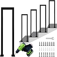 Matte Black U-Shaped Handrails for Outdoor Steps & Indoor Stairs - Wrought Iron Non-Slip Stair Railing, 90cm/3ft Sturdy Support