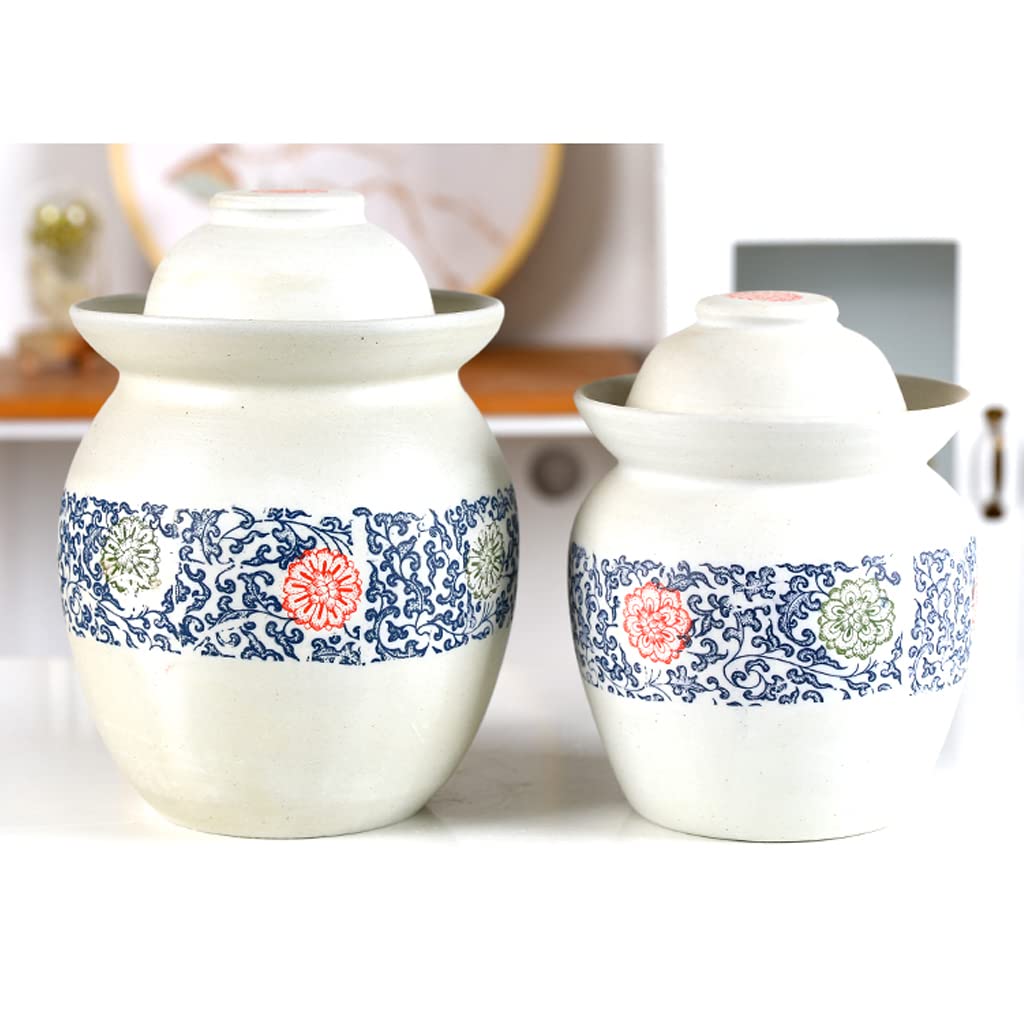 vasetti per fermentazione, Kit di fermentazione cinese tradizionale con motivo floreale grande(4KG)