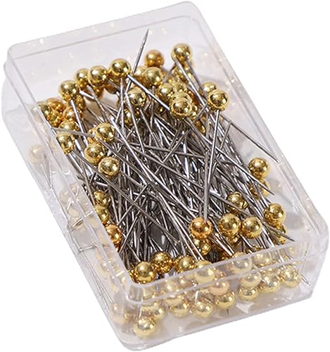 Miniatura 6 de Walbest Pines, 100 unidades por caja coloridos redondos de hiyab con caja de almacenamiento, diseño de una punta, alfileres de costura fijos,