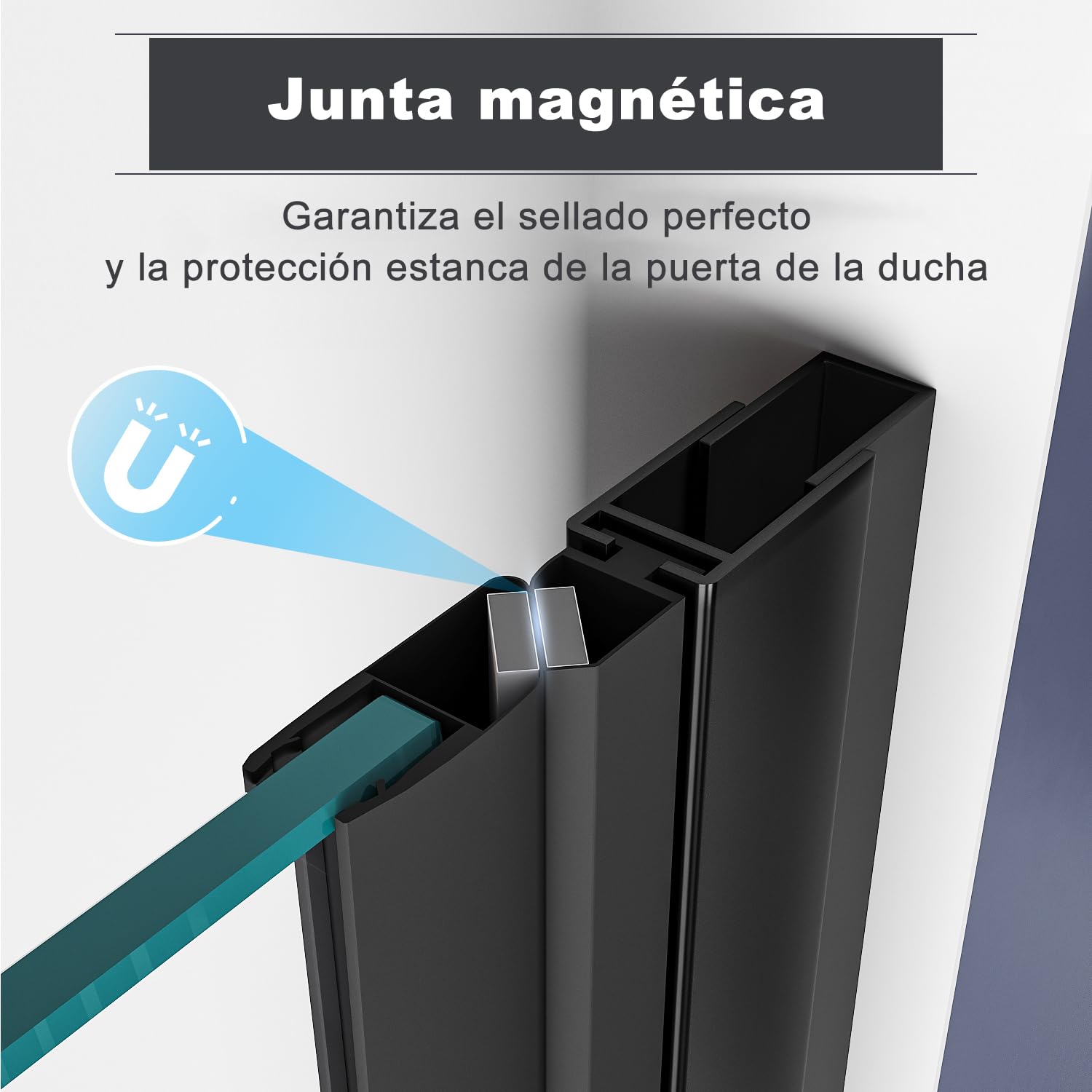 Sonni Mamparas de Ducha Frontales Negras Puerta Plegable 90x195 cm, Cristal ESG Templado de 6mm con Recubrimiento Nano