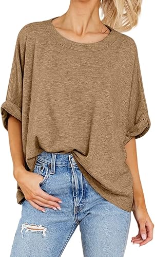 Miniatura 2 de Camiseta de gran tamaño para mujer, tops holgados de manga corta casuales de verano