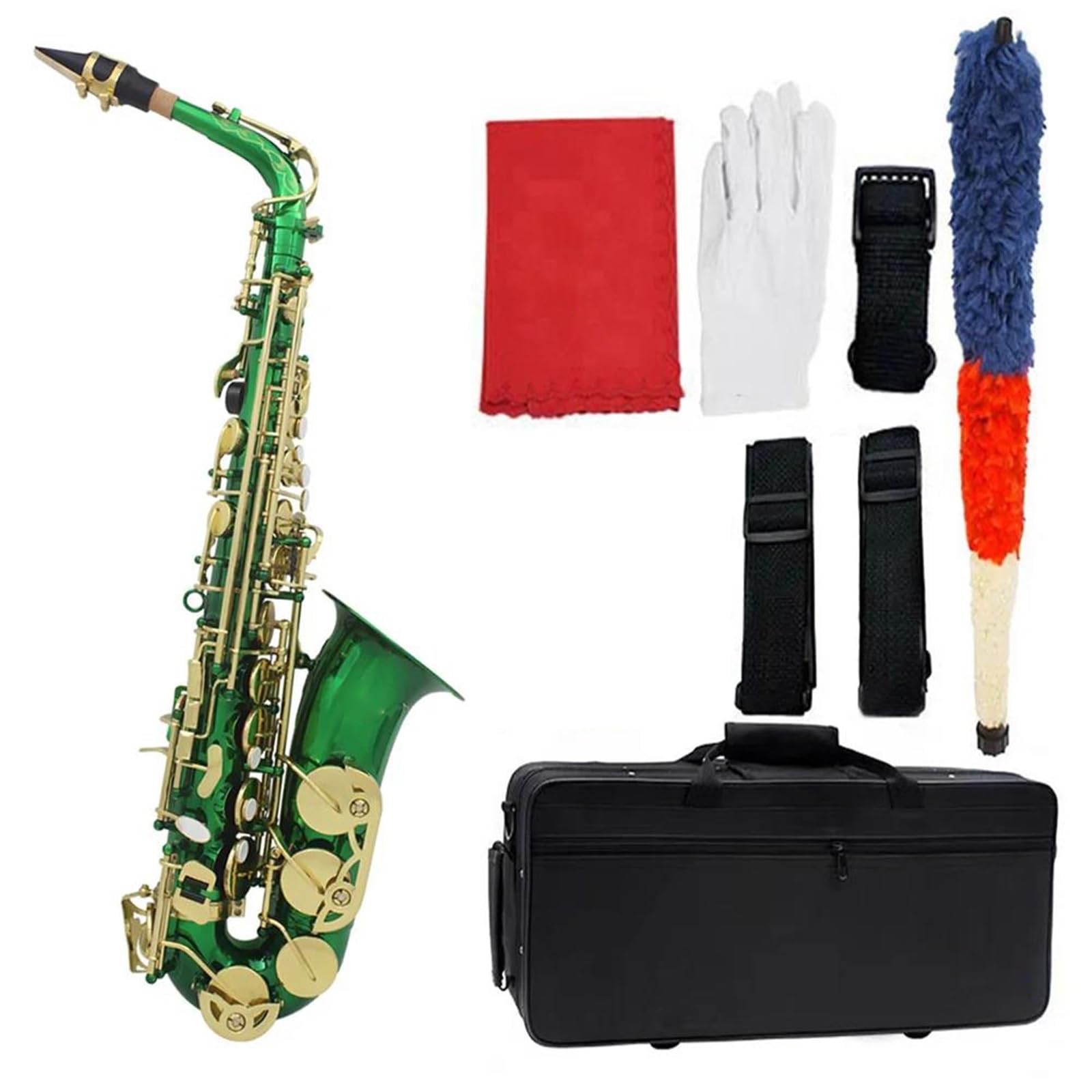 Saksofon Altowy Eb Mosiądz Posrebrzany Profesjonalny Instrument E Płaski Saksofon Z Paskiem Na Futerał Akcesoria Do Instrumentów Muzycznych profesjonalny Saksofon (Color : Green Style 3)