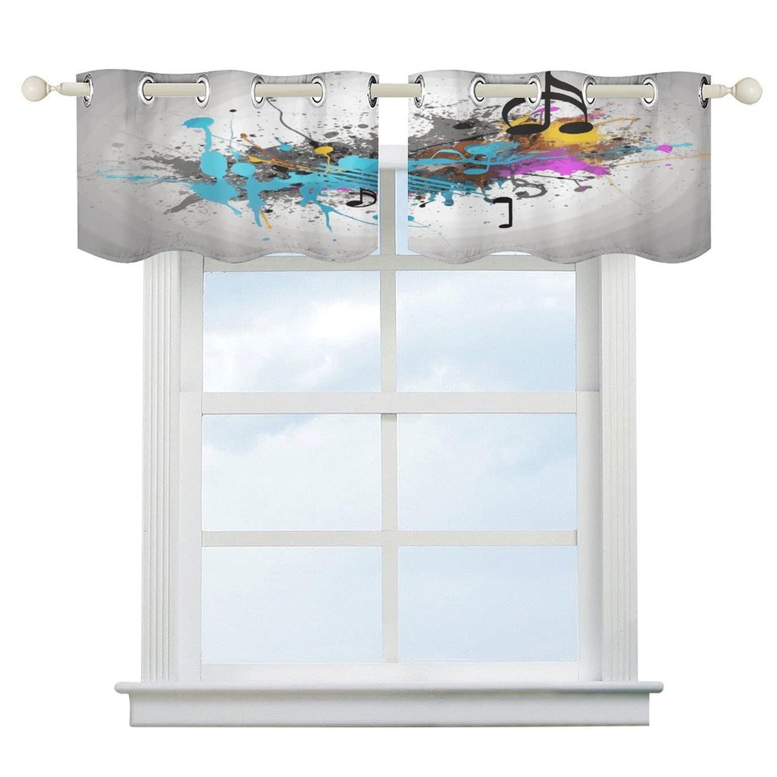 Fekiloot Style Musical With Spray Short Curtains Valance Curtain