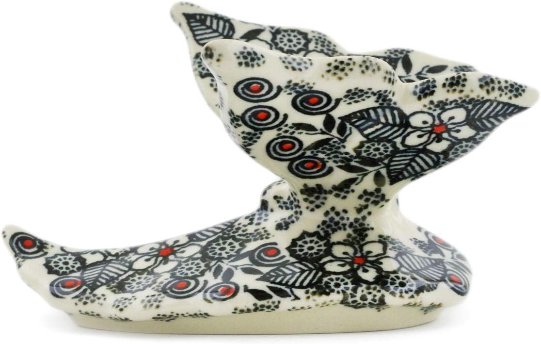Polmedia Polish Pottery Butterfly Figurine UNIKAT - Classic Black and White Pattern Handmade in Boleslawiec Poland by Ceramika Artystyczna + Certificate of Authenticity
