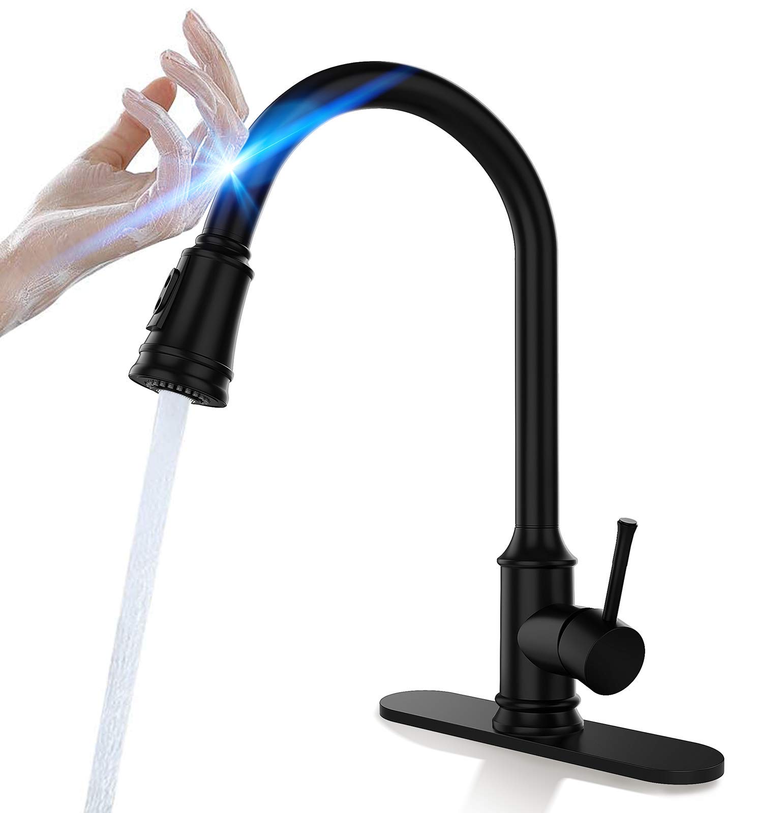 Buy CWM Touchless Kitchen Faucet with Pull Down Sprayer , Matte Black