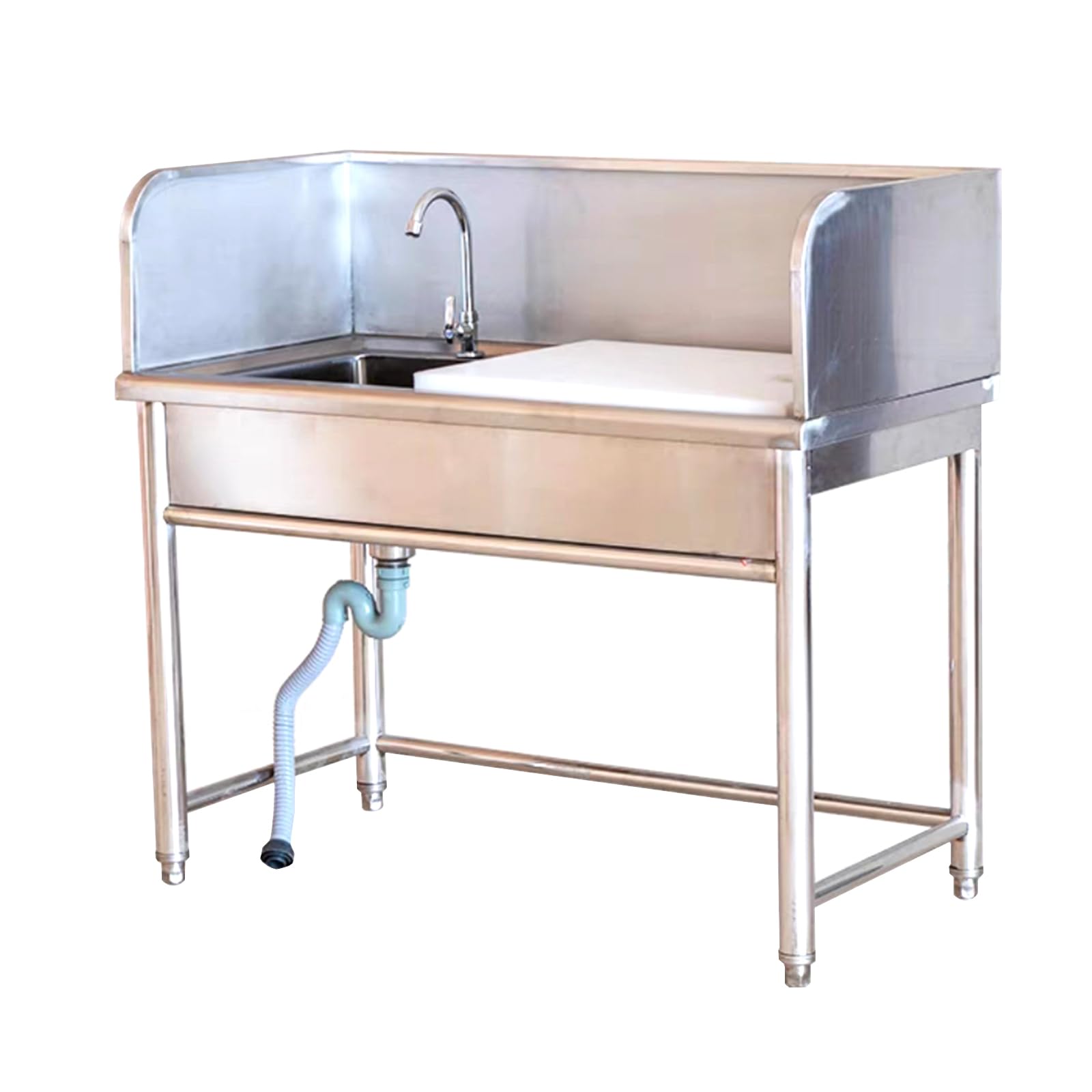 YNIYUJKL Utility Sinks, Freestanding Stainless Steel Sink,Commercial Kitchen Washing Sink 1 Compartment With Faucet, For Garage,Restaurant,Laundry Room