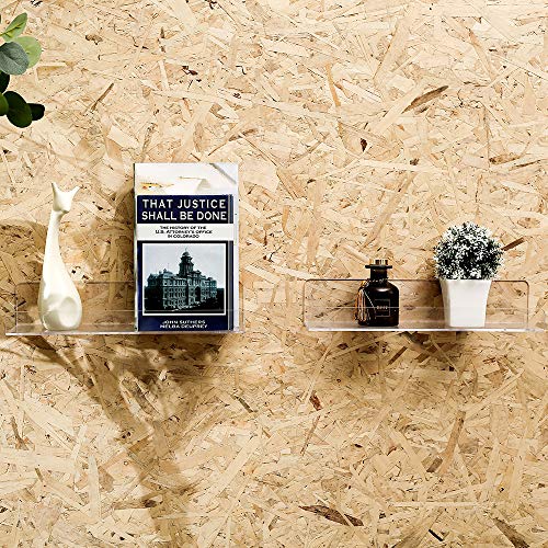 image for CY craft Wall Mounted Acrylic Floating Shelf 15 Inch Clear Ledge Shelf