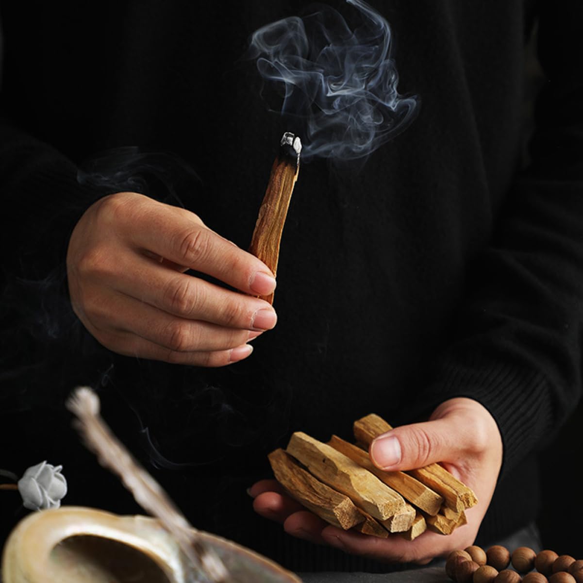 Alipis 20 Stück Holzstäbchen Räucherstäbchen Natürliche Räucherstäbchen Duftstäbchen Sandelholzbrenner Palo Santo Aus Holz