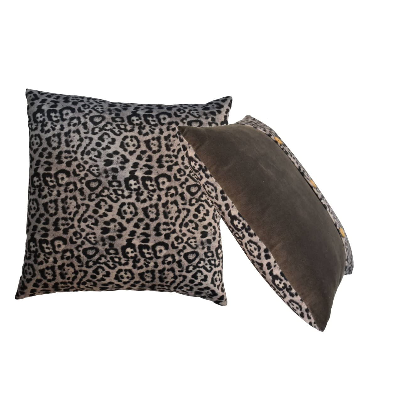 Artisan Furniture Quinn Cushion Set of 2 - White Leopard & Grey Velvet