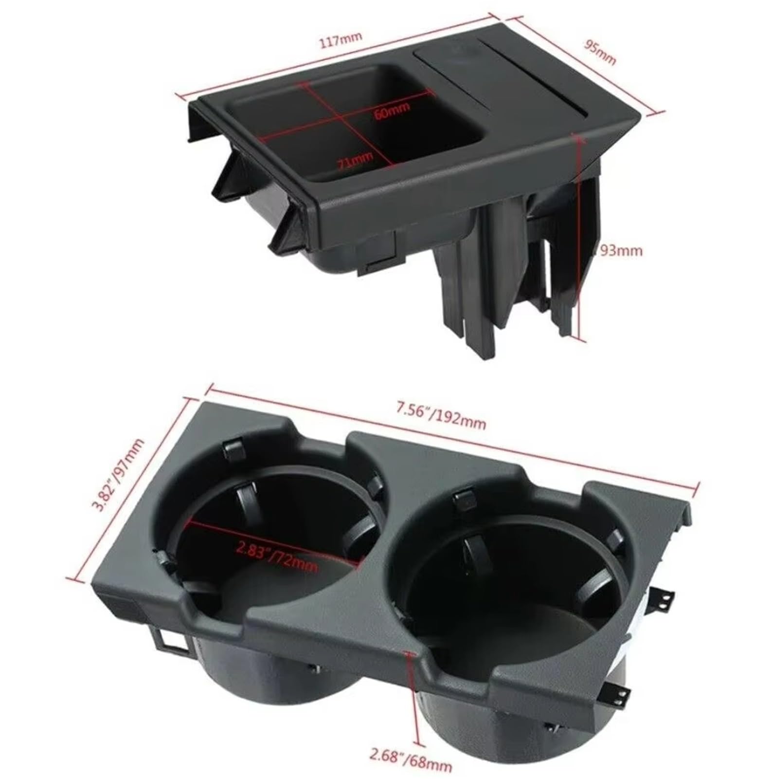 Kompatibel Mit Für 330i 2001 2002 2003 2004 2005 2006 Doppelloch Car Styling Front Mittelkonsole Lagerung Box Münze + Cup Holder(Carbon Fiber set)