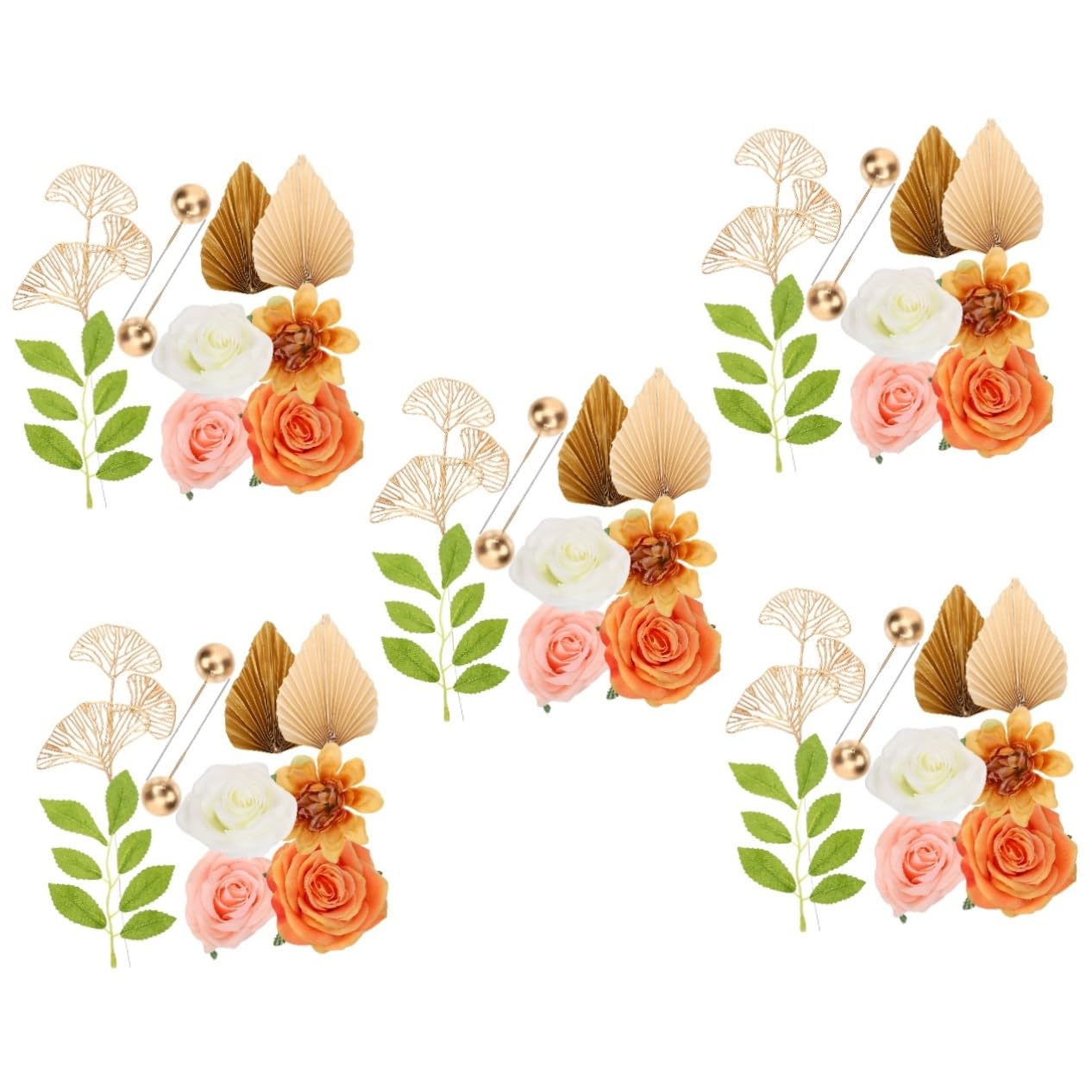 Ciieeo 5 Ensembles Décoration De Gâteau Décor De Feuilles Gâteaux d'anniversaire Décorations De Cérémonie De Mariage Feuilles Ornements De Gâteau Papier Bohême Ingrédients De Bébé