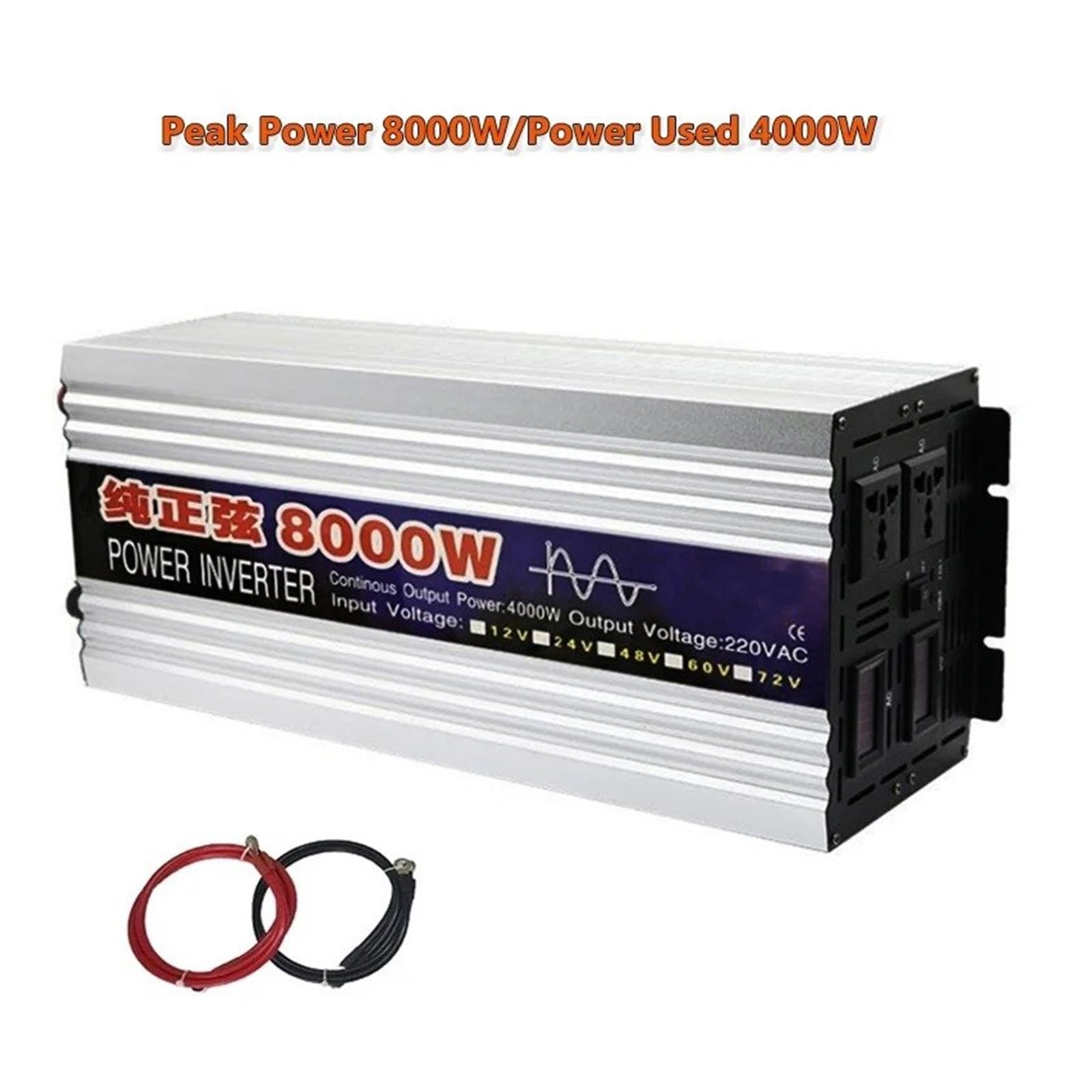Inversor Onda Sinusoidal Pura 8000 W 6000 W 5000 W Convertidor Voltaje CC 12 V/24 V A CA 220 V 50 Hz/60 Hz Gran Potencia Doble Salida Portátil(12V50HZ,8000W)