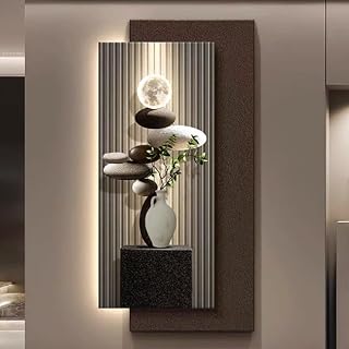 YVYKFZD Wall Art Decor with LED Light, Creative Wall Hanging Paintings, 3D Walls Decoration, Plug-in Power Supply Decorative Painting for Living Room, Entrance, Hallway(Brown a,60x120cm/23.6"x47.2")